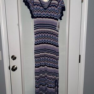 Jessica Simpson Navy and Pink Zigzag Knit Dress